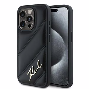 Чехол Karl Lagerfeld Diagonal Quilted Script для iPhone 15 Pro Max - чёрный