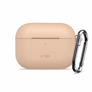 "Tech-Protect" silikoninis dėklas su kabliuku "AirPods Pro" - smėlio spalvos
