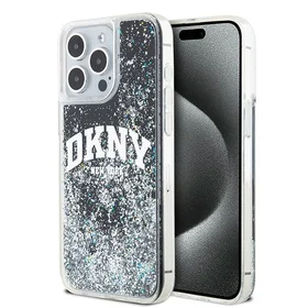 DKNY dėklas telefonui iPhone 15 Pro Max 6,7" DKHCP15XLBNAEK juodas HC skysti blizgučiai su arkinis logotipas