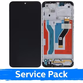 Ekranas skirtas Samsung A107 A10s juodas su rėmeliu (Service Pack)