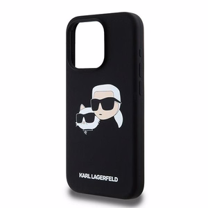 Karl Lagerfeld silikoninis Karl&Choupette magnetinis dėklas telefonui iPhone 15 Pro - juodas