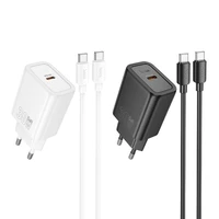 Įkroviklis telefonui Hoco USB C QC PD 30W + kabelis USB C į USB C N62 baltas