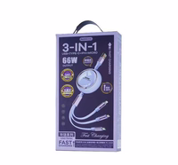 LAIDAS REMAX LINON SERIES 66W 3IN1 USB-C/MICRO/LIGHTNING RC-C029 PURPLE