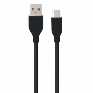 Silikoninis kabelis USB Type-A - Type-C (juodas, 1m)