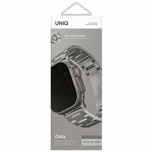 Uniq Osta nerūdijančio plieno dirželis for Apple Watch 1/2/3/4/5/6/7/8/SE/SE2/Ultra 42/44/45/49mm - sidabrinis