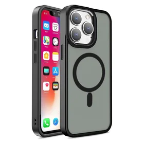 Magnetinis spalvotas matinė dėklas telefonui iPhone 15 - juodas