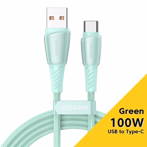 USB laidas Essager Rainbow žalias Type-C 200cm (iki 100W)