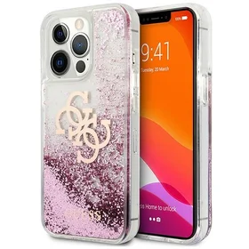 Guess GUHCP13XLG4GPI iPhone 13 Pro Max 6.7" rožinis/rožinis kietas dėklas 4G Didelis Skystas Glitter
