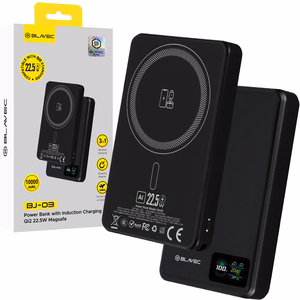 Blavec išorinė baterija 10000mAh BJ-03 Slim 13,5mm - Type C - 22,5W magnetinė Magsafe 3 in 1 (PBBJ03-MC10B) juoda aliuminis