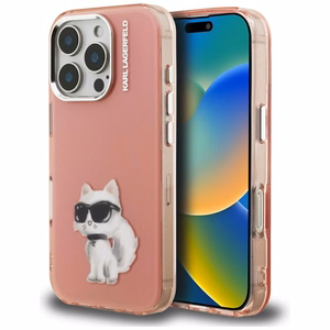 Karl Lagerfeld IML Aquarelle Choupette & Logo Case for iPhone 16 Pro Max - Pink