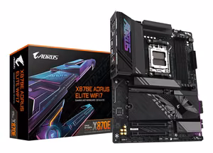 GIGABYTE X870E Aorus Elite WIFI7 материнская плата AMD Ryzen 9000, 16+2+2 фазы VRM, DDR5 до 8000 МГц (OC), 3xPCIe 5.0 + 1xPCIe 4.0, Wi-Fi 7, 2.5GbE LAN, USB 4