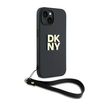 DKNY Dėklas telefonui su dirželiu ir logotipu iPhone 15 / 14 / 13 - juodas