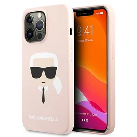 Karl Lagerfeld Silikoninis Karl`o galvos dėklas telefonui iPhone 13 Pro / 13 6.1" - šviesiai rožinis