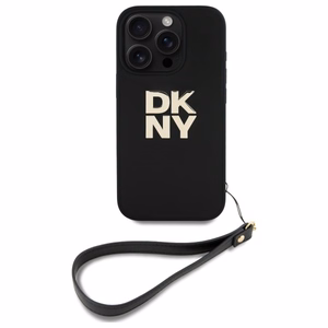 DKNY Wrist Strap Stock Logo dėklas telefonui iPhone 16 Pro Max - juodas
