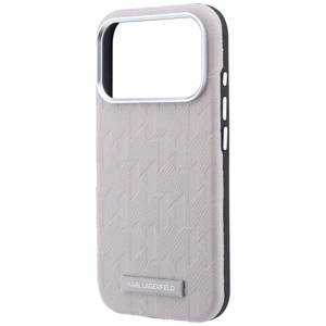 Karl Lagerfeld Grained Mono Resin Logo MagSafe dėklas, skirtas iPhone 17 Pro Max / 18 Pro Max – spalva: rožinė