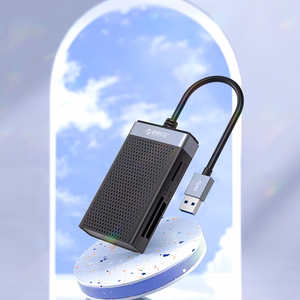 Orico CL4D-A3 atminties kortelių skaitytuvas USB-A 3.0, SD / microSD / CF / MS, 5 Gbps – juodas su sidabro spalva