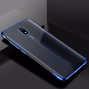 Xiaomi Redmi 8A - skaidrus mėlynas Gel TPU dėklas su elektroplatingo rėmu