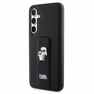 Karl Lagerfeld Gripstand Saffiano Karl&Choupette Pins dėklas Samsung Galaxy S23 FE - juodas