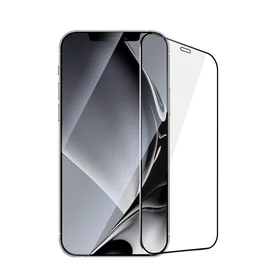 Grūdintas apsauginis stiklas su metaliniu rėmeliu iPhone 12 Pro Max 6.7'' juodu rėmeliu