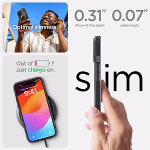 Spigen Ultra Hybrid Mag dėklas su MagSafe iPhone 15 Plus - tamsiai pilkas (Zero One raštas)