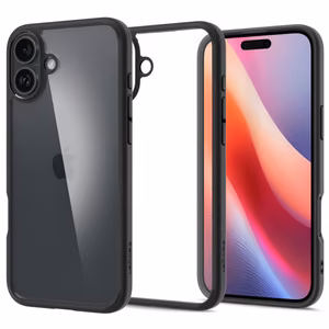 Spigen Ultra Hybrid dėklas iPhone 16 – matinė juoda