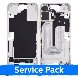 Средняя рамка Apple iPhone 16 Plus задняя крышка + аккумулятор / белый / (сервисный пак)