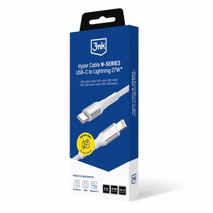 3mk Hyper Cable N-SERIES USB-C / Lightning 2m PD 3.0 9V / 3A 27W - baltas