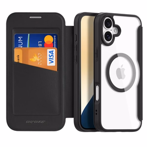 Dux Ducis Skin X Pro iPhone 16 dėklas su MagSafe ir atveriamu dangčiu - juodas