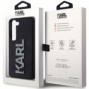 Karl Lagerfeld 3D Guminis Blizgus Logotipas dėklas Samsung Galaxy S24 - juodas
