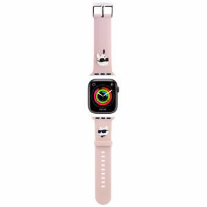 KARL LAGERFELD DIRŽELIS KLAWLSLKCNP APPLE WATCH 42/44/45/49MM ROŽINIS/ROŽINIS DIRŽELIS 3D RUBBER KARL&CHOUPETTE HEADS