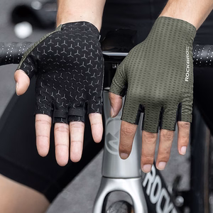 Rockbros Breathable Short Finger Cycling Gloves, Size: L - Green
