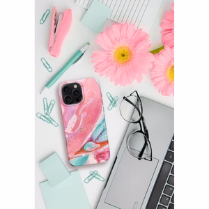 FORCELL F-PROTECT Mirage karinio standarto dėklas, suderinamas su MagSafe, skirtas IPHONE 16 PLUS, rožinis marmuras