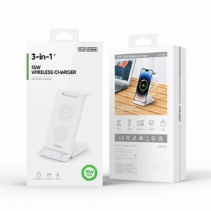 Belaidis įkroviklis Dux Ducis W10-A 3in1 baltas 15W (skirtas iPhone / Apple Watch / Airpods)
