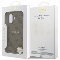 GUESS dėklas telefonui IPHONE 17, suderinamas su MagSafe GUHMP17SG4GFRW (PU 4G Ring Classic Logo) rudas