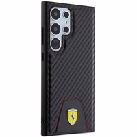 Ferrari Carbon Stitched Bottom dėklas telefonui Samsung Galaxy S24 Ultra - juodas