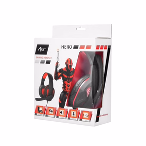 ART laidinės ausinės žaidimams USB A su mikrofonu HERO juodos
