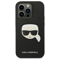 Karl Lagerfeld Saffiano Karl's Head Patch dėklas telefonui iPhone 14 Pro - juodas