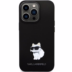 Karl Lagerfeld KLHCP14LSMHCNPK dėklas telefonui iPhone 14 Pro - juodas silikoninis C metalinis kaištis