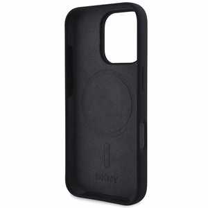 DKNY Silikoninis baltas spausdintas logotipas magnetinis iPhone 16 Pro dėklas - juodas