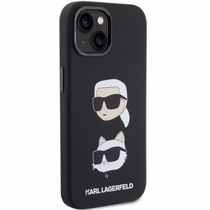 Karl Lagerfeld Silikoninis Karl&Choupette Head dėklas telefonui iPhone 15 Plus / 14 Plus - juodas