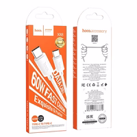 Kabelis USB-C į USB-C Hoco 3A 60W 1 m X88 baltas