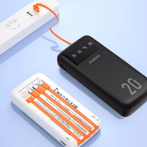 Didelės talpos išorinė baterija Dudao 20000mAh su 3 integruotais laidais USB-C + micro USB