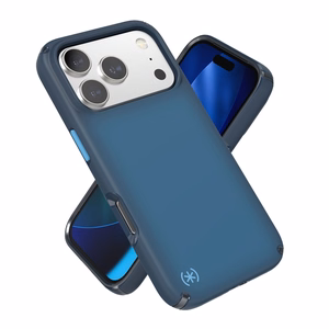 Speck Presidio Lux MagSafe dėklas, skirtas iPhone 17 Pro, „Deep Sea Fade / Black / Spell Blue“ spalvos