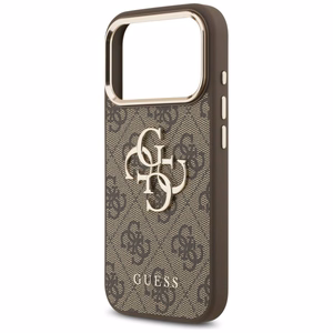 GUESS GUE005483 (PU W/ Big 4G Classic Logo) dėklas, skirtas iPhone 18 Pro / 17 Pro, spalva – ruda ir auksinė