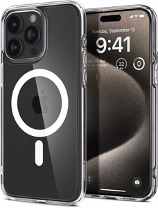 Dėklas telefonui Spigen Ultra Hybrid Magnētiskais MagSafe iPhone 15 Pro Max - baltas (m)