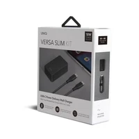 Uniq Versa Slim LITHOS Collective USB-C PD 18W sieninis įkroviklis + USB-C / USB-C kabelis – juodas