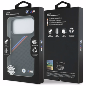 BMW M trispalvis metalinis logotipas magnetinis dėklas telefonui iPhone 17 Pro - juodas