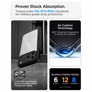Spigen Ultra Hybrid dėklas, skirtas iPhone 18 Pro Max / 17 Pro Max – spalva: matinė juoda
