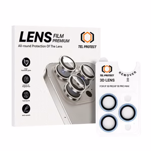 Tel Protect 3D Lens šviesiai mėlyni grūdinti apsauginiai stiklai Apple iPhone 18 Pro / 18 Pro Max kameros lęšiams (3 vnt.)