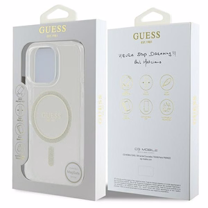 Guess IML Glitter Circle Magnetinis dėklas iPhone 16 Pro Max - skaidrus